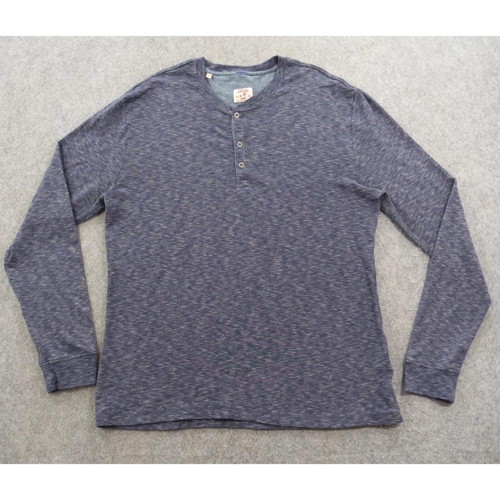 Jachs Shirt Mens Extra Large Blue Henley Button Long Sleeve Logo Cotton Dexter